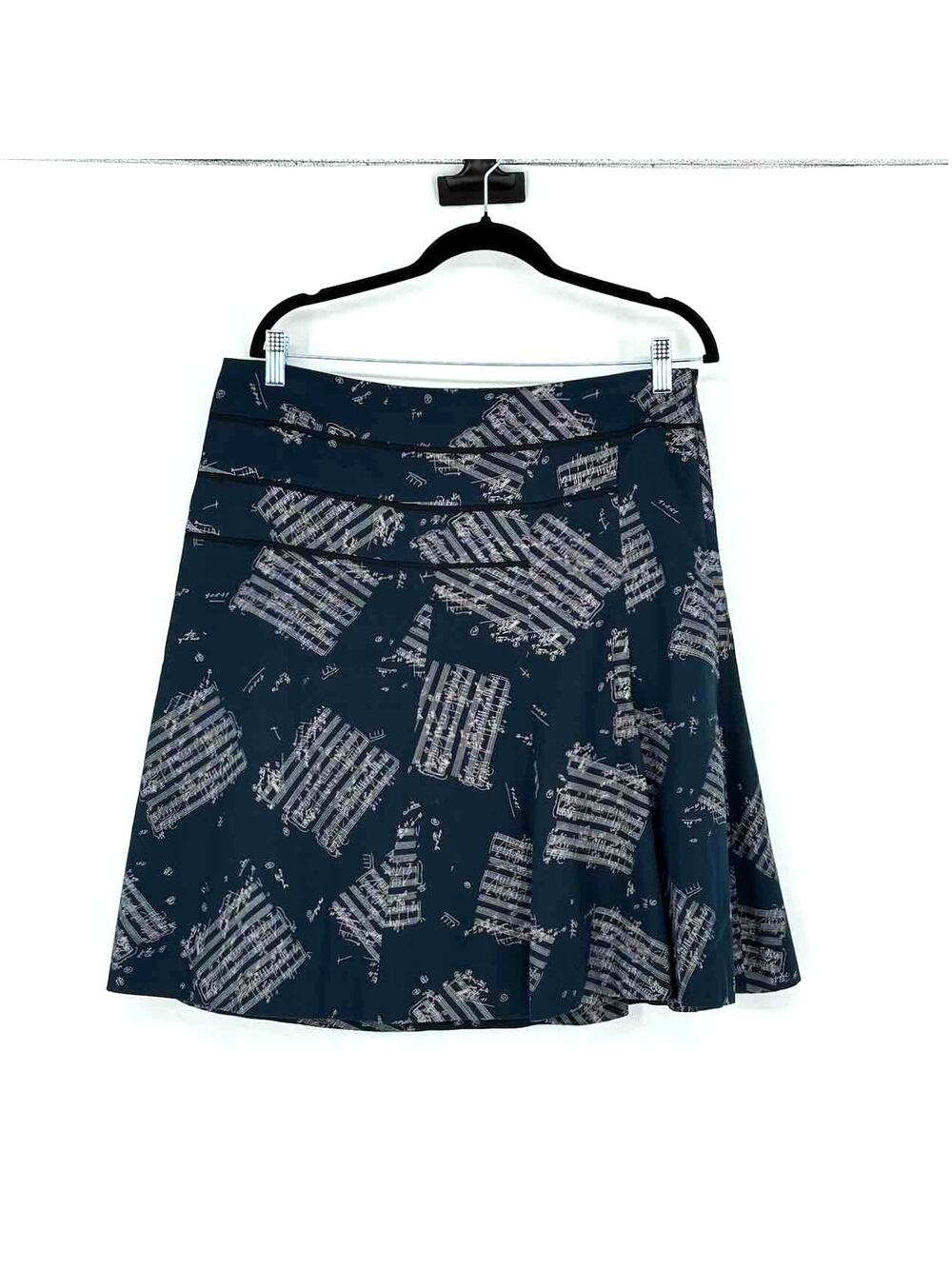 Anthropologie Odille Navy & Cream Musical Genius Skirt - Size 12